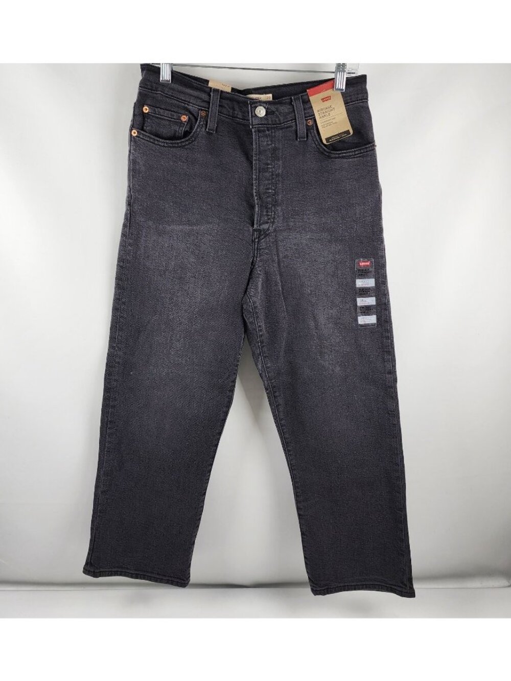 Levis Jeans Womens 29x27 Black Ribcage Straight Ankle Button Fly Pants NWT